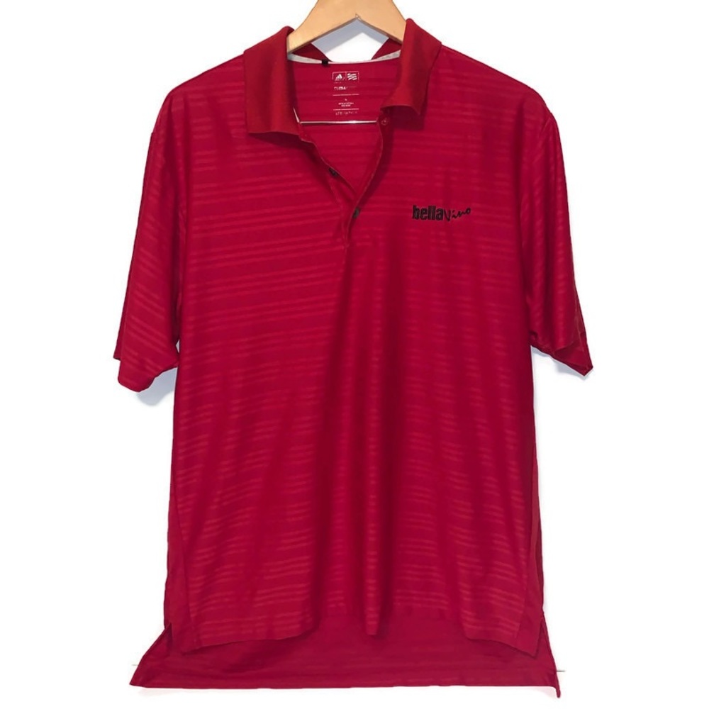 Adidas Climacool Red Stripe Polo logo lc SS Mens size large